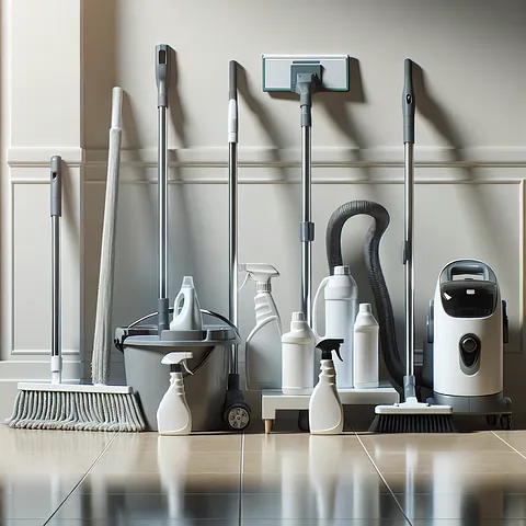 Realistic stock image of professional cleaning equipment